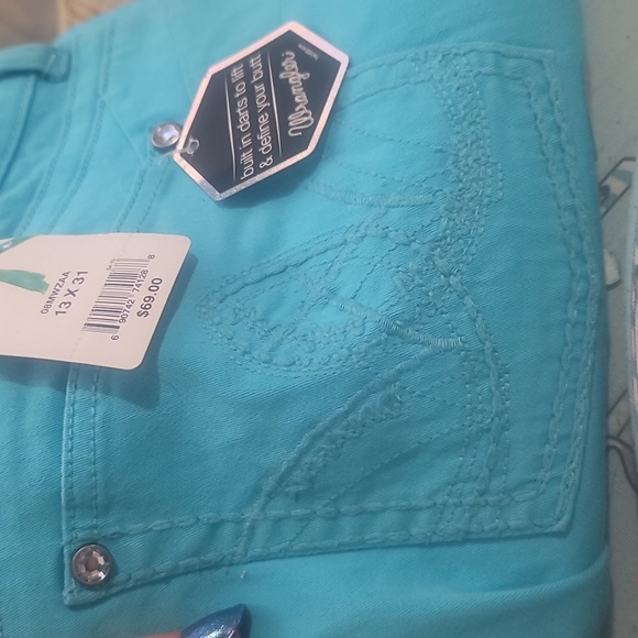 Vintage Wrangler sadie boot cut turquoise stretch denim jeans 36 x 31 western - Picture 4 of 8